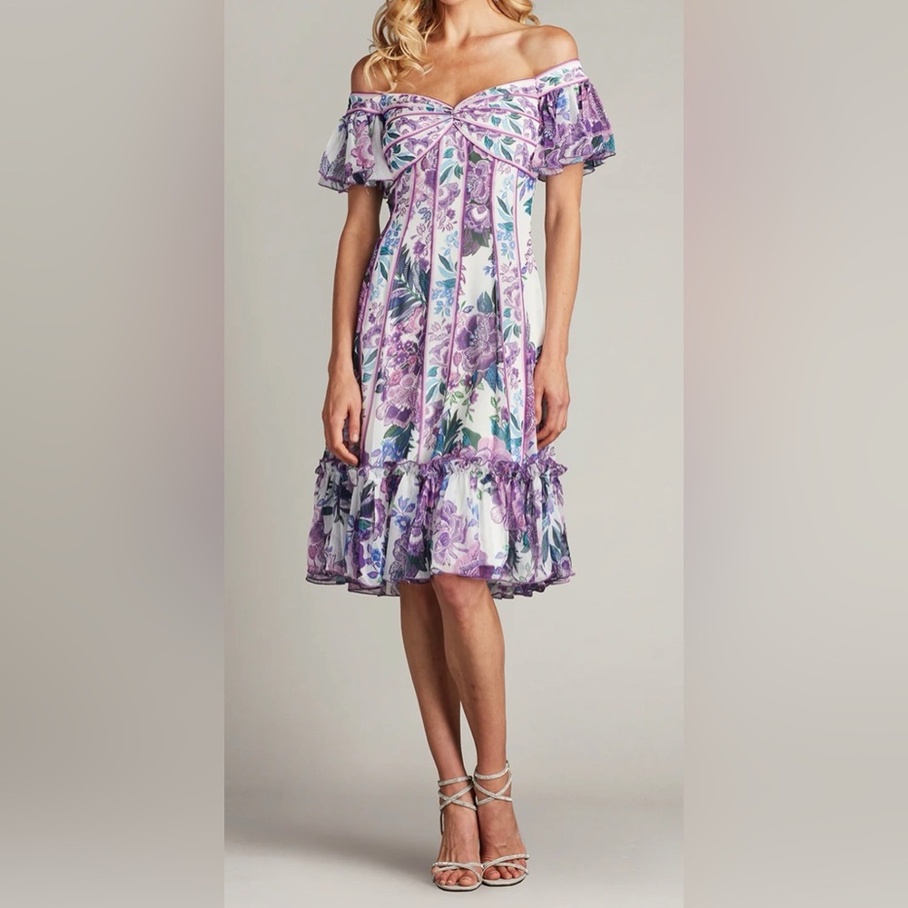 Tadashi Shoji CHZ25465M - Breeze Floral Print Chiffon Dress NWT